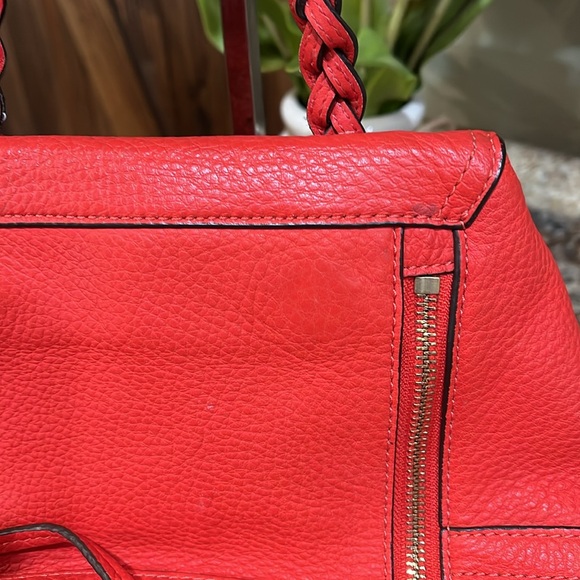 TORY BURCH  HALF MOON POPPY ORANGE SAMBA PEBBLE GRAIN LEATHER SHOULDER BAG PURSE - Picture 7 of 12